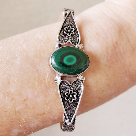 New Malachite 925 Silver Open Cuff Bracelet. - Picture 13 of 15